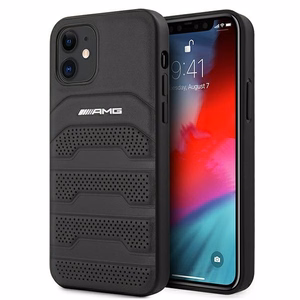 AMG Кожаный чехол Debossed Lines для iPhone 12 mini - чёрный