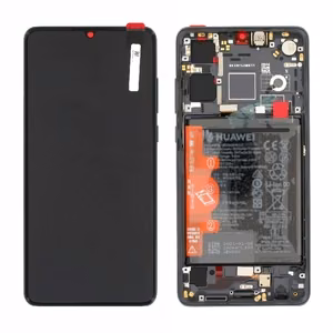 LCD экран Huawei P30 (новая версия 2021) с тачскрином, рамкой и аккумулятором чёрный Оригинал (сервисная упаковка)