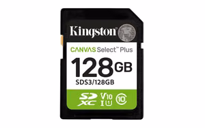 Kingston memory card 128GB SDXC Canvas Select Plus Gen3 150MB/s C10 UHS-I U1 V10
