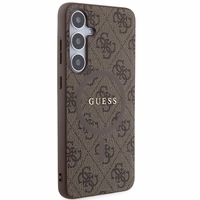 Guess 4G Collection Leather Metal Logo MagSafe ümbris jaoks Samsung Galaxy S24+ - brown