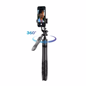 Crong SelfieGo Ultra alumiiniumist Bluetooth-selfipulk ja statiiv, must