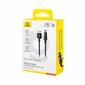 Baseus Gem USB-A kuni Lightning 2.4A kiirlaadimiskaabel 1 m, must
