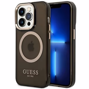 Guess GUHMP14XHTCMK iPhone 14 Pro Max 6.7" must/must hard ümbris kuldne Outline Translucent MagSafe