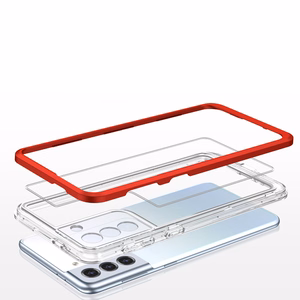Clear 3in1 Case for Samsung Galaxy S21 + 5G (S21 Plus 5G) Frame Gel Cover Red