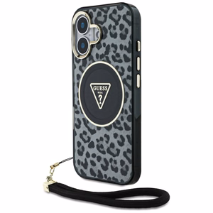 Guess HC IML Leopard Triangle Cord Strap MagSafe ümbris jaoks iPhone 16 - must