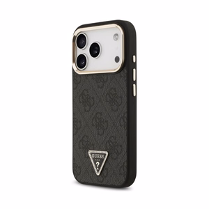 Case Guess PU Leather 4G Strass Triangle Logo Gold Frame MagSafe Apple iPhone 18 Pro Max black