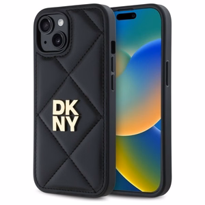 DKNY Quilted Stack Logo iPhone 14 Ümbris - Must