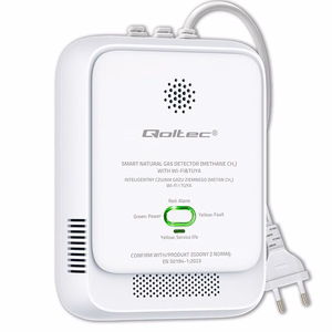 Qoltec 52651 maagaasi lekkeandurit | CH4 detektor | NG | Tuya | Wi-Fi | 85dB alarm | LED