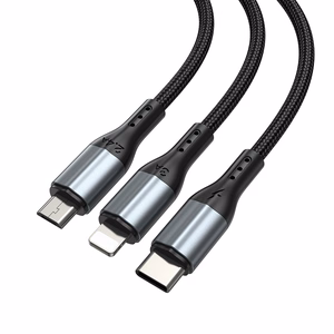BWOO 3-в-1 кабель USB - USB-C, Lightning, Micro USB 1м 3A X274 черный