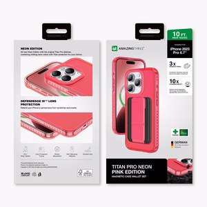 Amazing Thing Titan Pro Neon Mag Wallet Чехол 10FT IP156.7PTWPN для Iphone 15 Pro Max розовый с подставкой