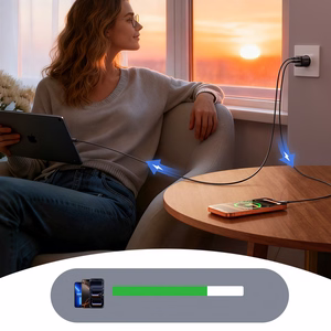 Joyroom JR-TG7 33W USB-A + USB-C seinalaadija 60W USB-C - USB-C 1m kaabliga must