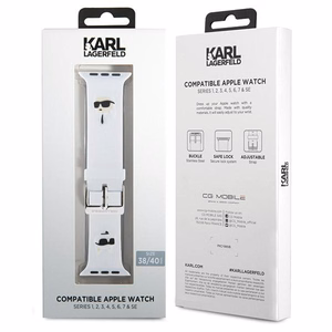 Karl Lagerfeld 3D Rubber Karl&Choupette Heads rihm jaoks Apple Watch 38/40/41mm - valge