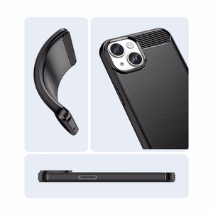 Carbon Case iPhone 14 Plus paindlik geeliga tagakate must