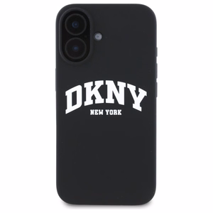 DKNY Silicone Valge Printed Logo MagSafe iPhone 16 Ümbris - Must