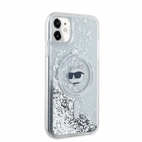 Karl Lagerfeld Liquid Glitter Choupette Head MagSafe Ümbris jaoks iPhone 11 / Xr - läbipaistev