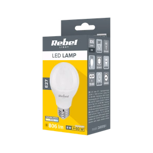 Rebel G45 E27 LED bulb, 8 W, 4000 K, 230 V