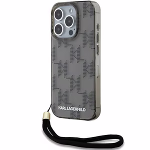Karl Lagerfeld IML Mono KL Pattern & Cord ümbris jaoks iPhone 15 Pro - must