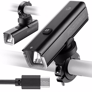 Rockbros 24610002001 eesmine jalgrattatuli 1000 lm + USB-C - USB-A kaabel - must