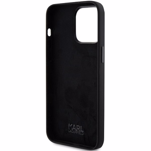 Karl Lagerfeld Silicone Choupette Metal Pin ümbris jaoks iPhone 15 Pro - must