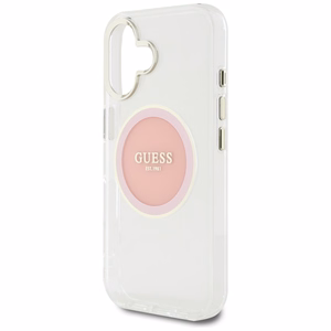 Guess IML Metal Colored Circle Classic Logo MagSafe iPhone 16 Ümbris - Roosa