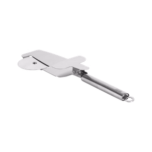 Pizza cutter with cutting wheel, edge-cutting teeth and clamping spatula