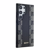DKNY Leather Checkered Mono Pattern MagSafe Ümbris jaoks Samsung Galaxy S24 Ultra - Must