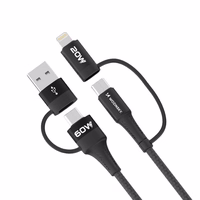 Wozinsky WNBAA 4in1 kaabel 2x USB-C 1x USB-A 1x Lightning 60W 1 m - must