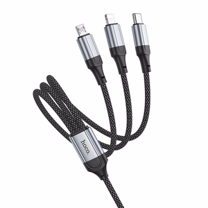 3in1 kaabel USB A Lightning / Micro USB / USB C Hoco 2,4A 1 m X102 must
