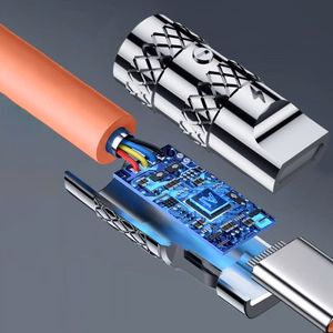 USB kaabel Dudao L24CC (180' nurk) Oranž Type-C / Type-C 100cm (kuni 120W)