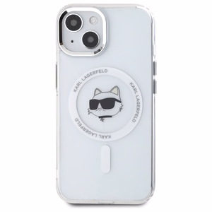 Karl Lagerfeld IML Metal Choupette Head MagSafe iPhone 15 Plus Ümbris - valge