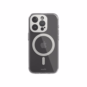 Moshi iGlaze MagSafe ümbris seadmele iPhone 15 Pro, läbipaistev Luna Silver detailidega