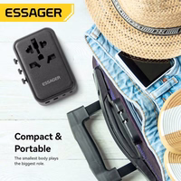 Laadija Essager "Travel Global 2" Must 65W (3xPD / 2xQC3.0) (EU / US / UK)