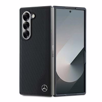 Mercedes Leather Wood Imitation MagSafe Ümbris jaoks Samsung Galaxy Z Fold 6 - Must