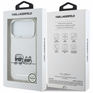 Karl Lagerfeld IML Karl & Choupette Peekaboo Logo MagSafe Ümbris for iPhone 17 Pro - valge