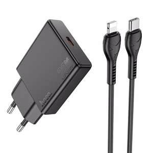 Phone charger Hoco Slim USB C QC PD 20W + cable USB C to Lightning N37 black