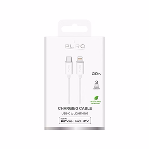 Puro TPE 20W USB-C - Lightning Kaabel 3m - valge