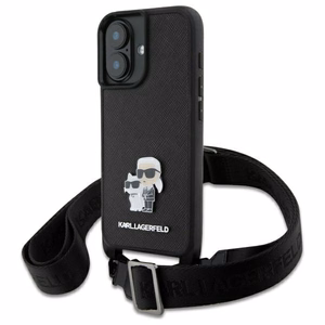 Karl Lagerfeld Saffiano Karl&Choupette Metal Pin CBDY Strap iPhone 16 Ümbris - must