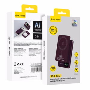 Blavec BJ-03 5000 mAh üliõhuke MagSafe-toega magnetiline akupank, 7,8 mm, USB-C, 22,5 W, kolm ühes (PBBJ03-MC5O) (värv: lilla; alumiiniumkorpus)