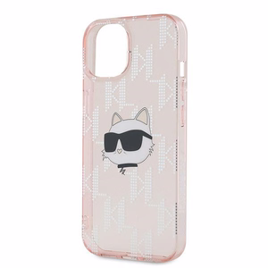 Karl Lagerfeld IML Choupette Head & Monogram ümbris jaoks iPhone 15 / 14 / 13 - roosa