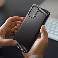 Carbon Case Paindlik kate OnePlus Nord N200 5G musta värvi jaoks