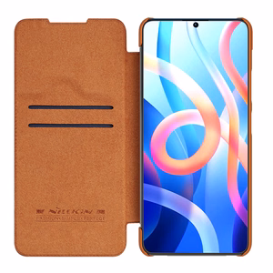 Чехол-книжка Nillkin Qin для Xiaomi Redmi Note 11T 5G / Note 11S 5G / Note 11 5G (China) / Poco M4 Pro 5G с защитой камеры коричневый