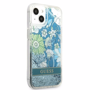 Guess GUHCP13SLFLSN iPhone 13 mini 5.4" зелёный/зелёный жёсткий чехол Flower Liquid Glitter
