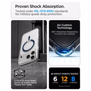 Spigen Ultra Hybrid MagSafe ümbris iPhone 18 Pro Max / 17 Pro Max jaoks, läbipaistev tumesinine