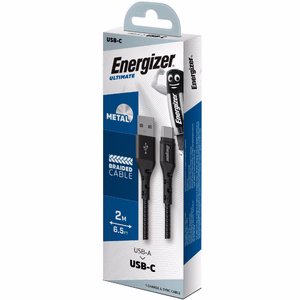 Energizer Ultimate C520CKBK USB-A–USB-C laadimis- ja andmekaabel, 2 m, must