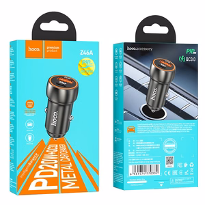 Автомобильное зарядное устройство Hoco USB A + USB C PD QC3.0 3A 20W Z46A металл серое