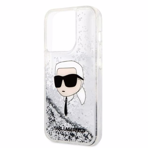 Karl Lagerfeld Glitter Karl's Head ümbris jaoks iPhone 14 Pro Max - hõbedane