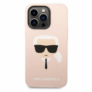 Karl Lagerfeld KLHMP14XSLKHLP iPhone 14 Pro Max 6.7" жёсткий чехол светло-розовый/светло-розовый Silicone Karl`s Head MagSafe
