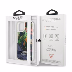 Guess GUHCP13SLFLSB iPhone 13 mini 5.4" синий/синий жёсткий чехол Flower Liquid Glitter