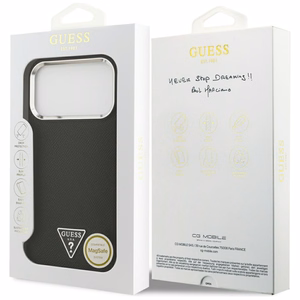 Guess Grained Triangle Logo MagSafe чехол iPhone 17 Pro Max черный