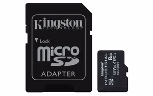 Kingston Technology 8GB microSDHC Industrial C10 A1 pSLC kaart + SD adapter